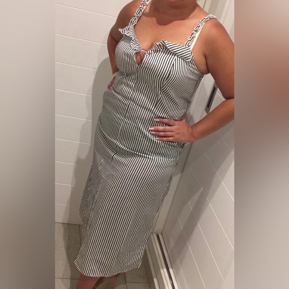 Striped Blue and White Women's Dress - Picture 9 of 11